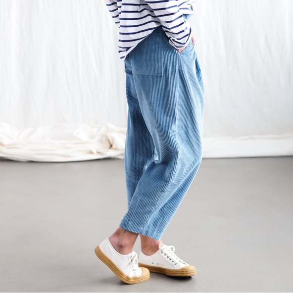 OffOn Clothing baby blue tapered leg menswear wide wale cord trousers. - Picture 4 of 10